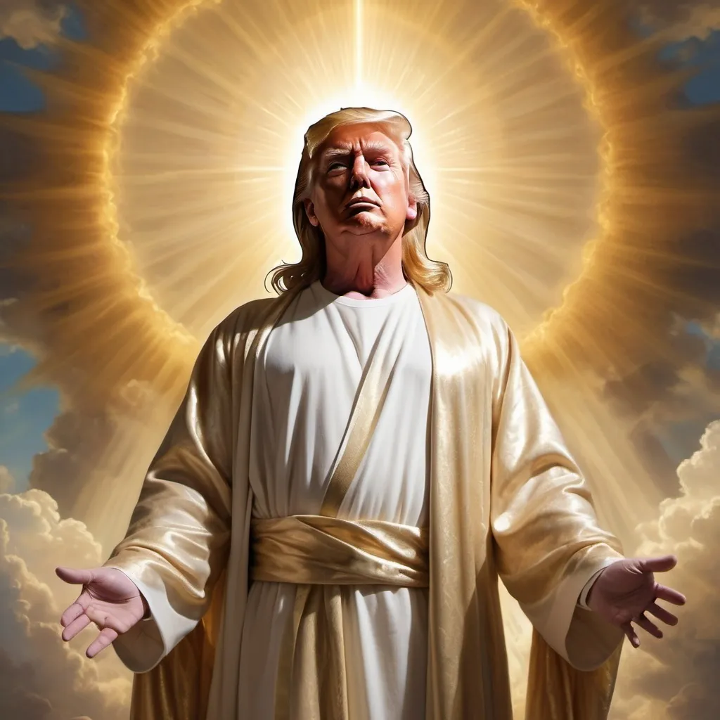 Prompt: generate an image of donald trump as if he were jesus christ
