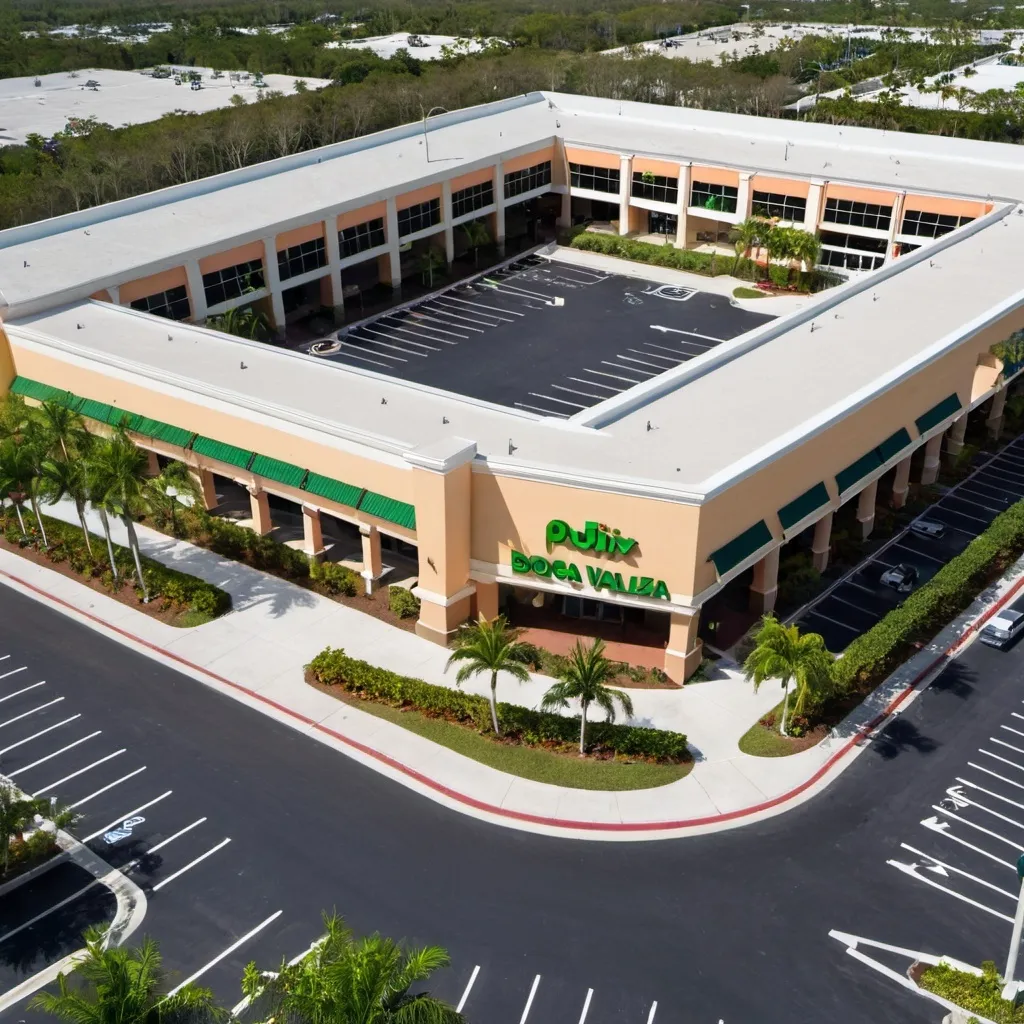 Prompt: Make the Boca Valley Plaza at Boca Ratón with Publix 