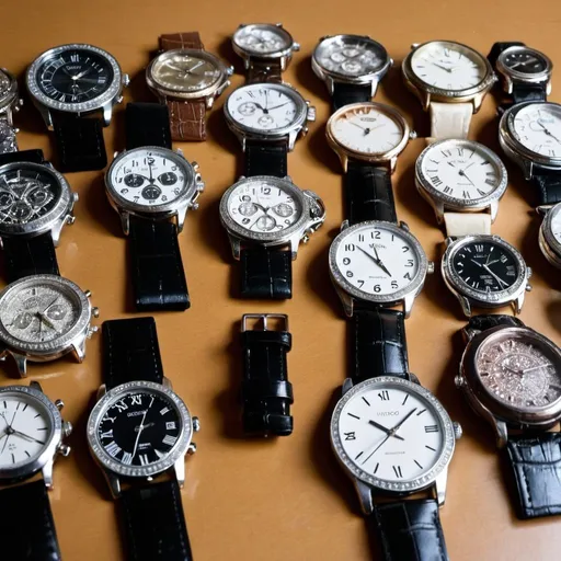 Prompt: VARIOS RELOJES ENDIAMANTADOS