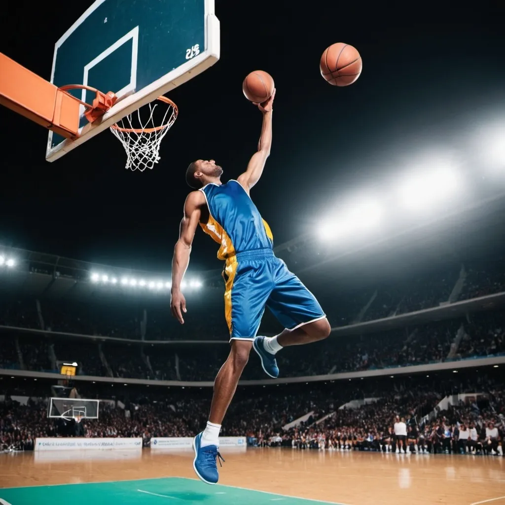 Prompt: Basketball player dunking on the pitch