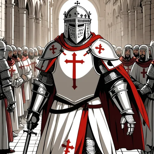 Prompt: Guy in crusader armour that is order of Christ 