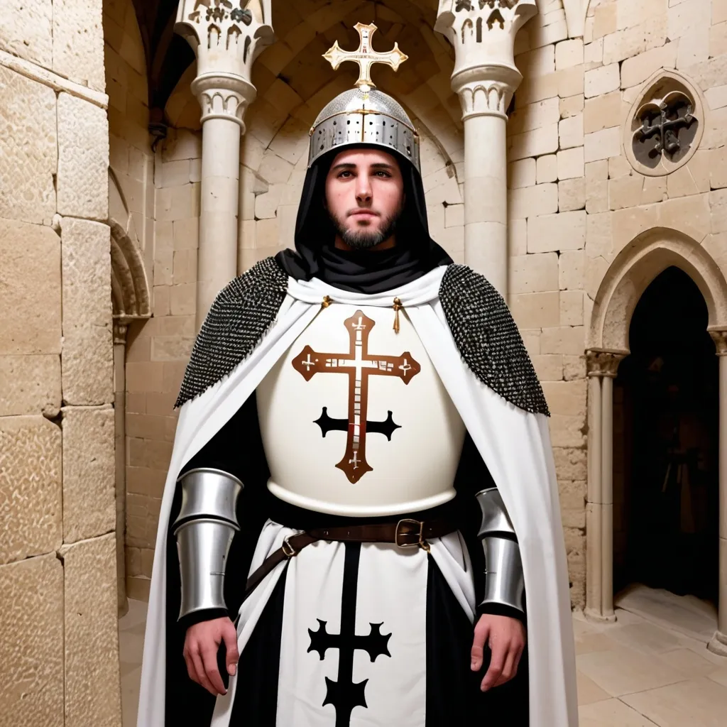 Prompt: Guy in crusader armour that is order of Holy Sepulchre