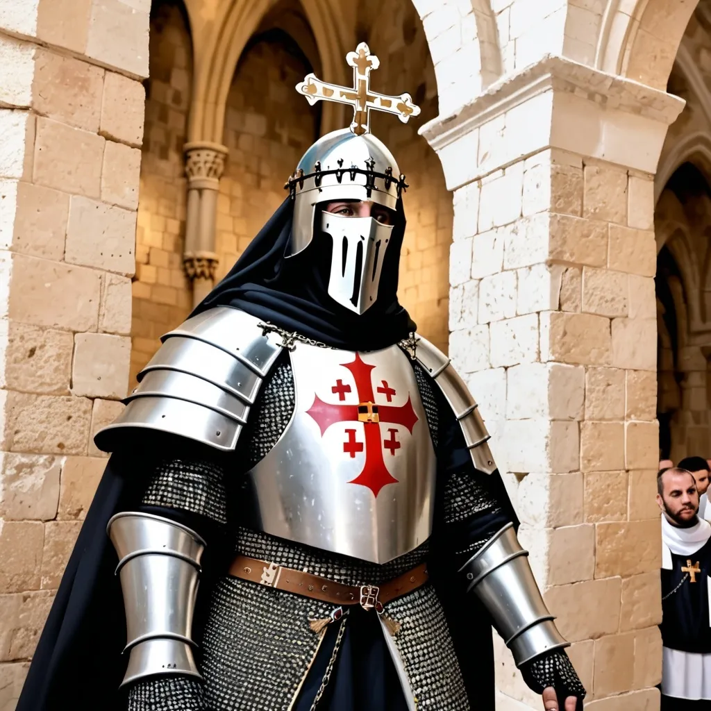 Prompt: Guy in crusader armour that is order of Holy Sepulchre