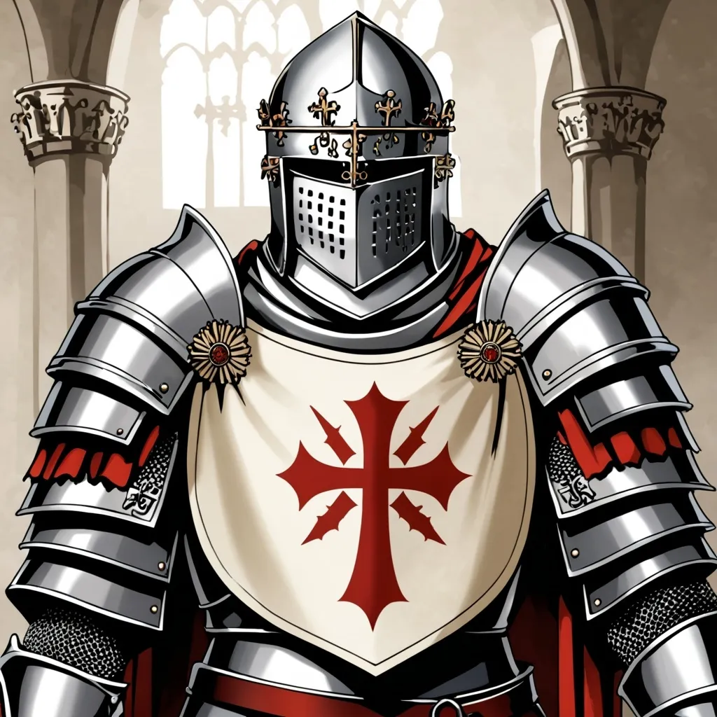 Prompt: Guy in crusader armour that is order of the knight templare