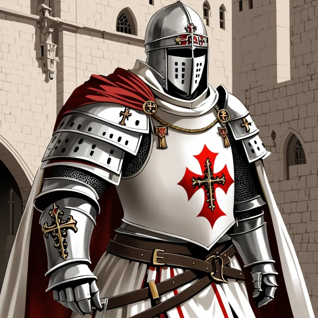 Prompt: Guy in crusader armour that is order of the knight templare