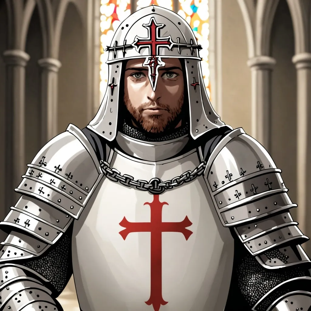 Prompt: Guy in crusader armour that is order of Christ 