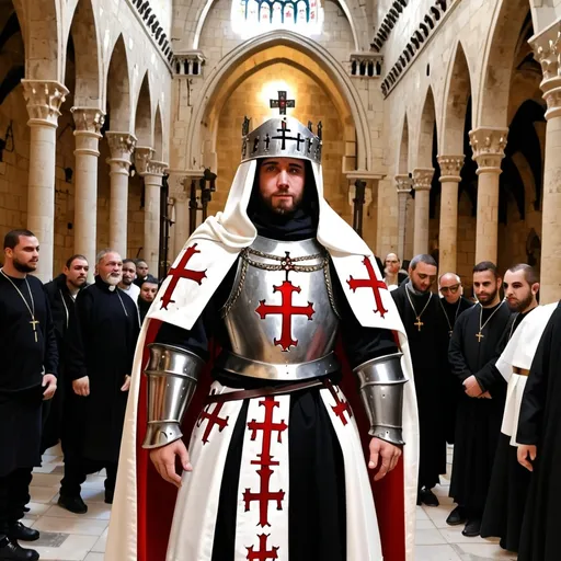 Prompt: Guy in crusader armour that is order of Holy Sepulchre