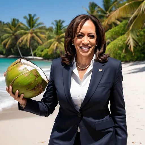 Prompt: coconut imposed on Kamala harris

