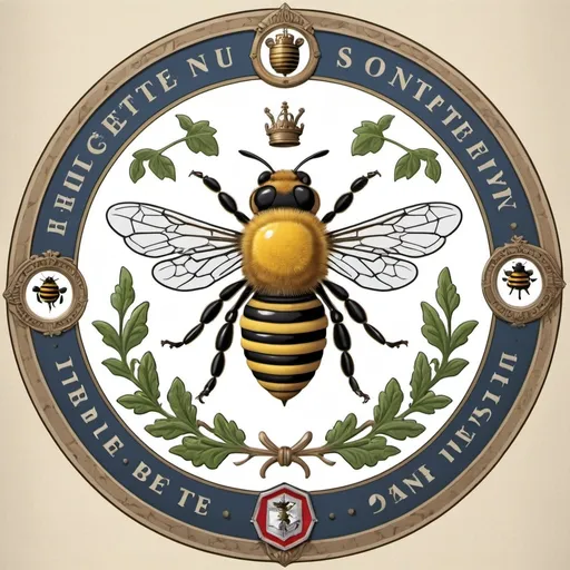 Prompt: coat of arms with bee at center