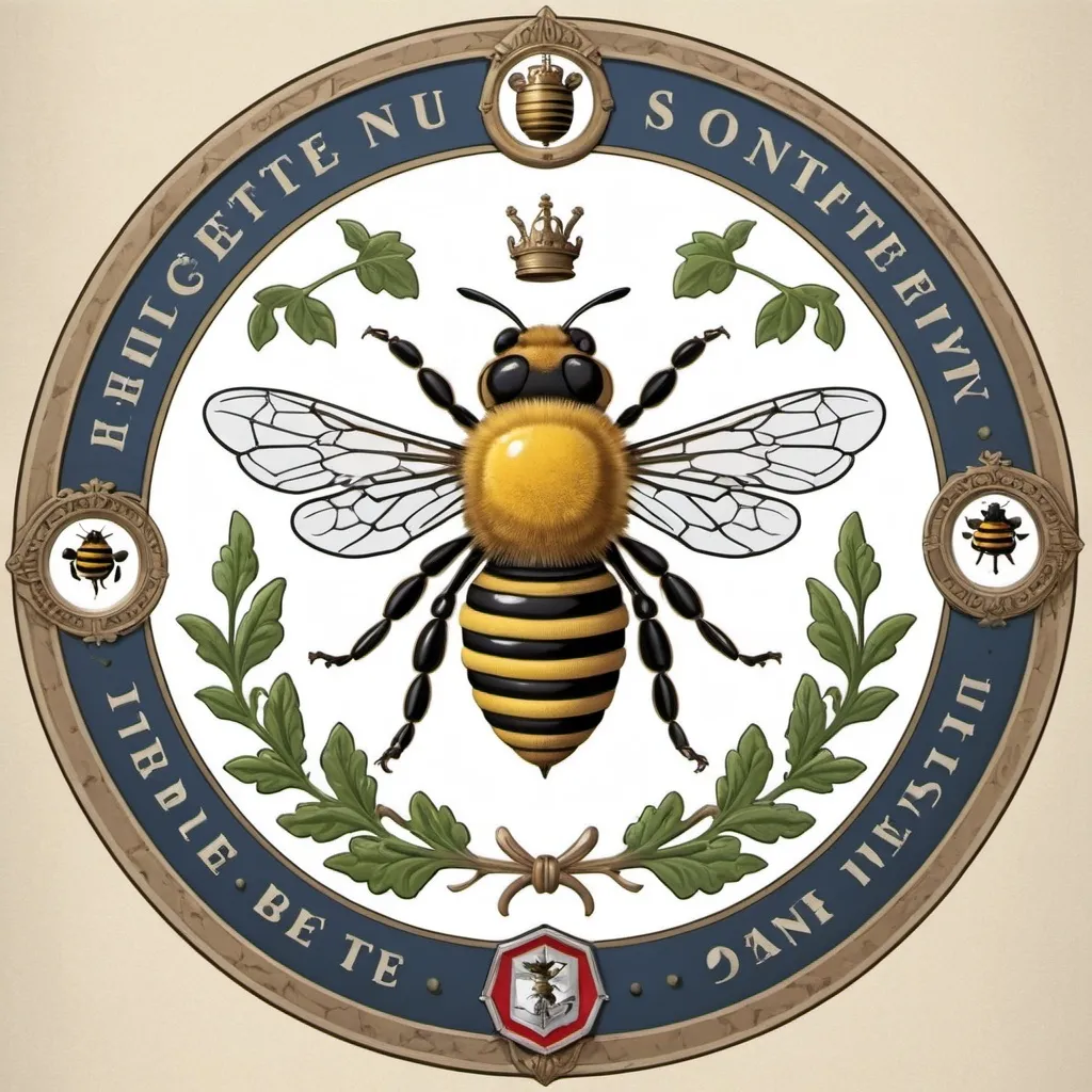 Prompt: coat of arms with bee at center