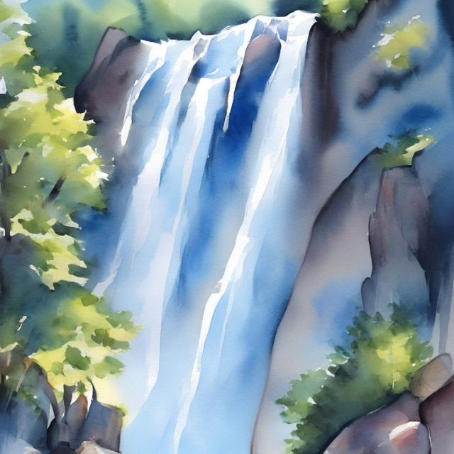Prompt: waterfall in watercolor