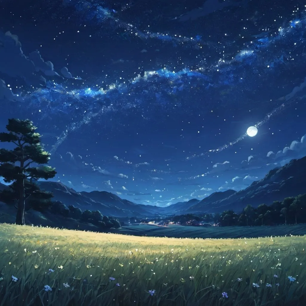 Prompt: anime,landspace,starry night