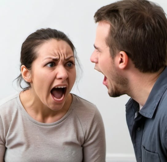 Prompt: Man yelling at woman
