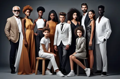 Prompt: A visually striking and professional composition showcasing diverse models and talents from around the world. Include individuals of different ages, ethnicities, and styles: confident male and female adults, children, and elderly figures. They should represent a wide range of talents such as fashion modeling, acting, and performing arts. The background should be dynamic, with subtle elements symbolizing creativity and global connection (such as abstract light lines or world map outlines). Use modern, vibrant, and elegant colors with a soft gradient, ensuring text space at the center or top for the group name “Models and Talents” in a sophisticated, bold font. The overall mood should feel inclusive, inspiring, and highly professional, with balanced lighting and a clean, uncluttered layout.