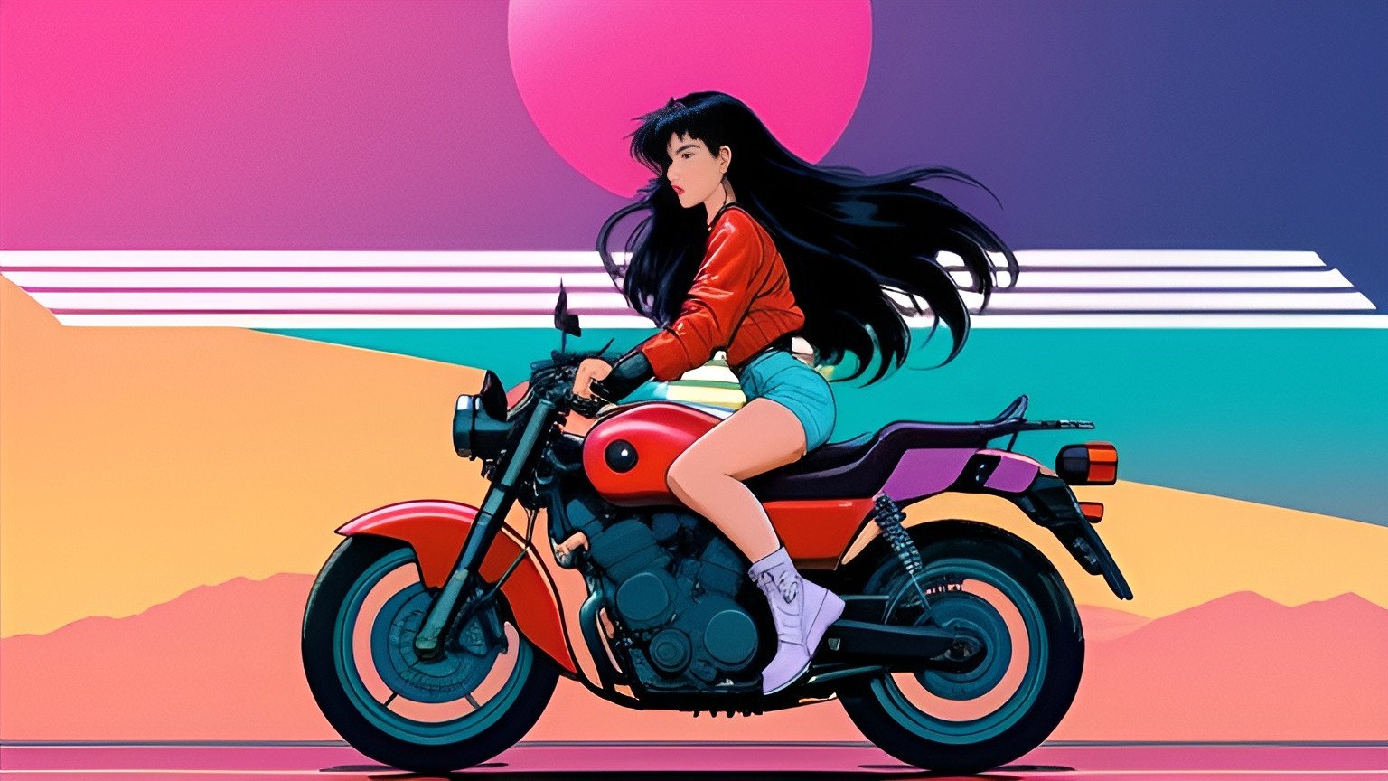 Anime girl and her motorcycle by MauryArt5 on DeviantArt