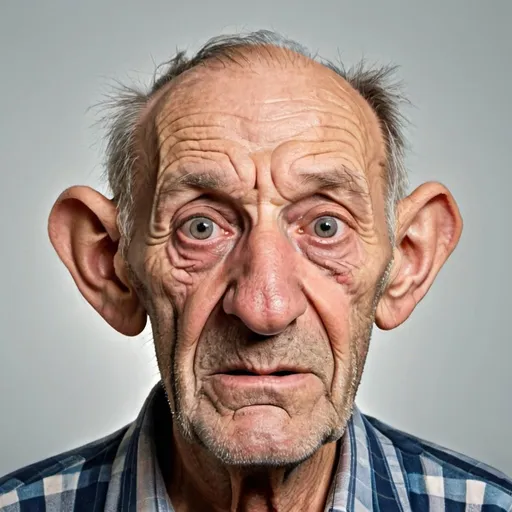 Prompt: An ugly old man with very big ears and a very big nose. The man is very old and funny and ugly very ugly