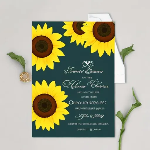 Prompt: generate a minimalistic wedding invitation with sunflowers