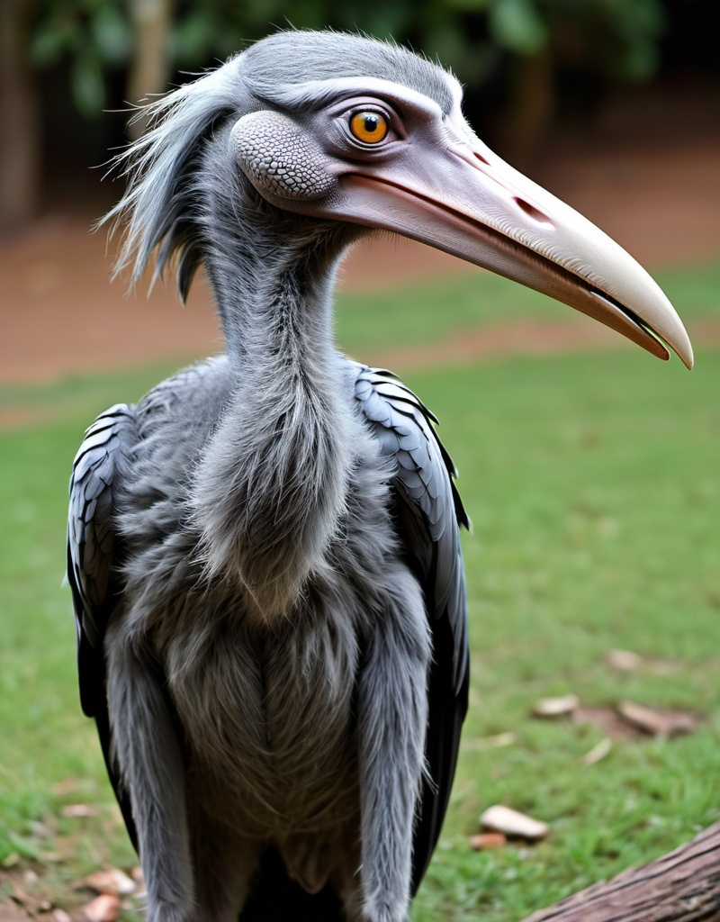 Prompt: Shoebill bird mixed with a racoon