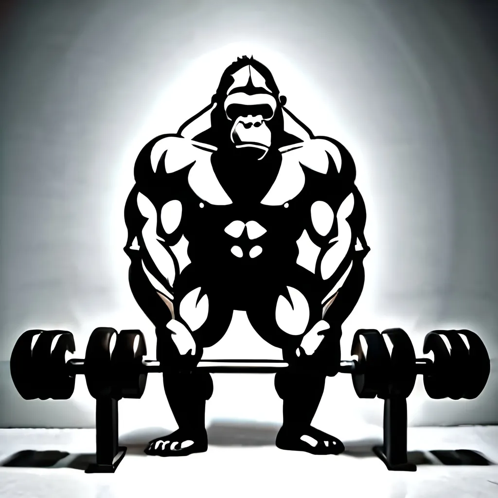 Prompt: A gorilla lifting heavy weights