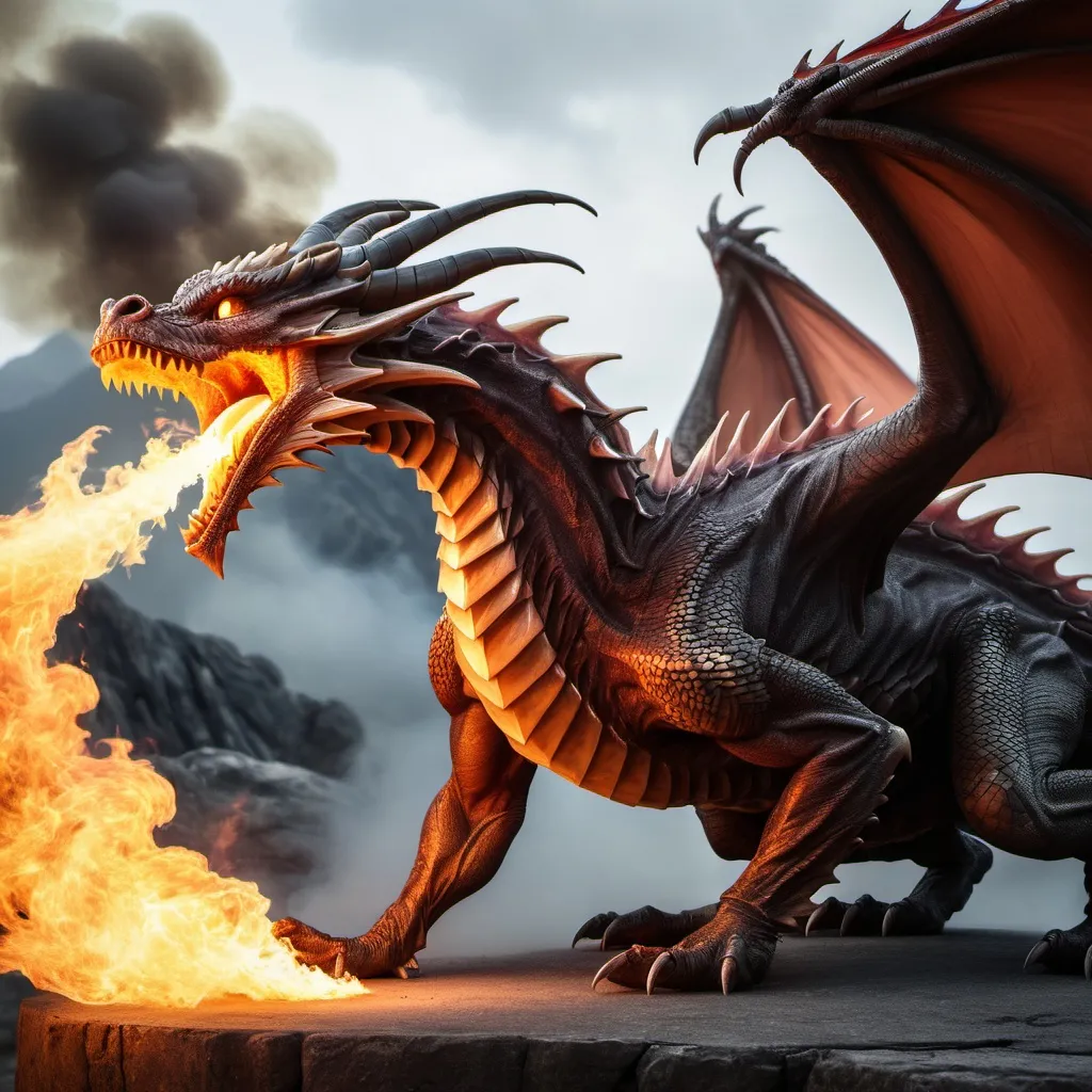 Prompt: a dragon breathing fire