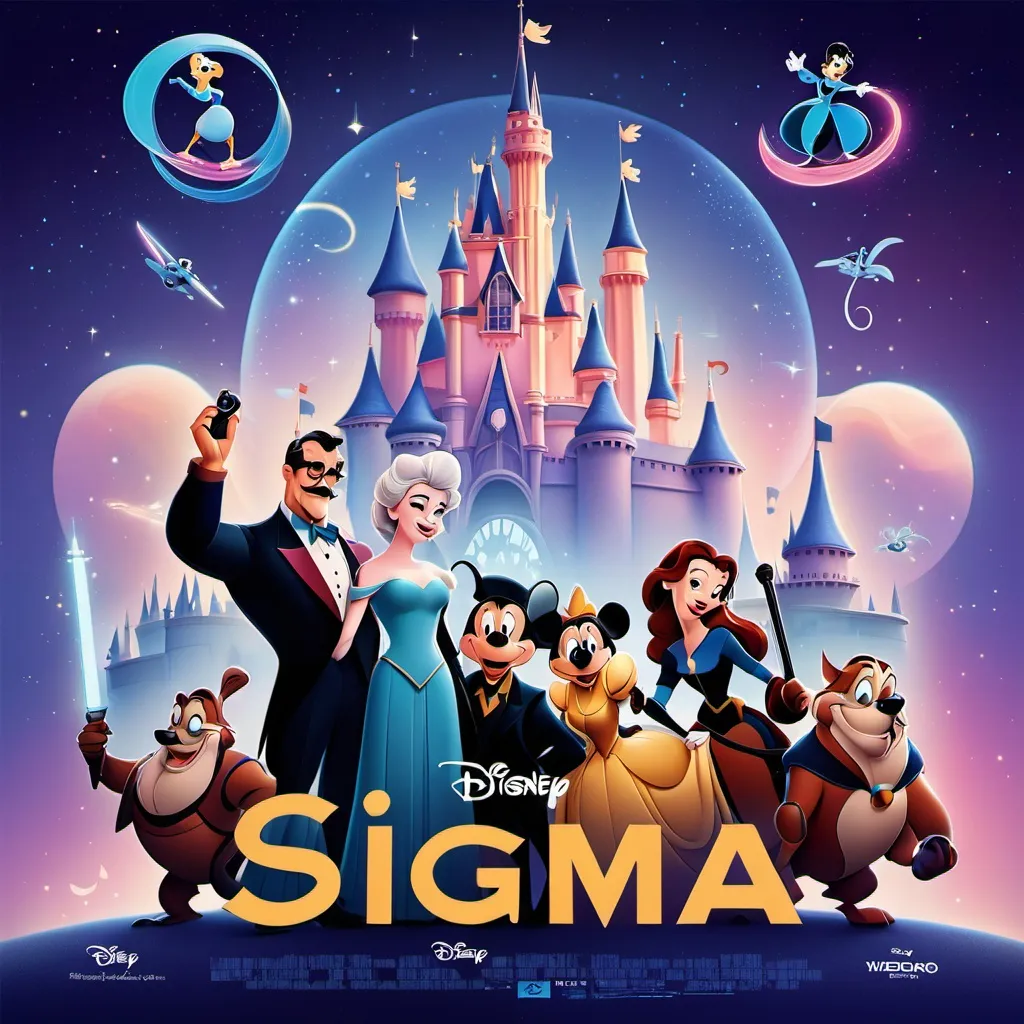 Prompt: A Disney movie cover about a movie called sigma Disney movie cover artstyle