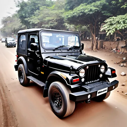 Prompt: Black Mahindra Thar