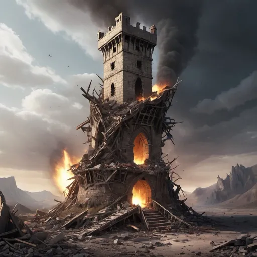 Prompt: destroyed wizards tower
