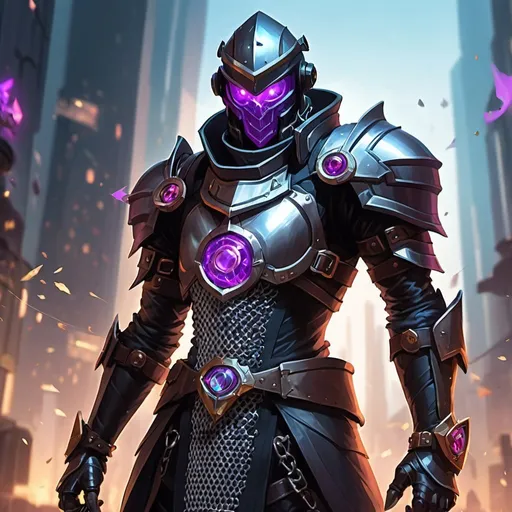 Prompt: chainmail armor without character, Dr. Atl, vanitas, league of legends splash art, cyberpunk art