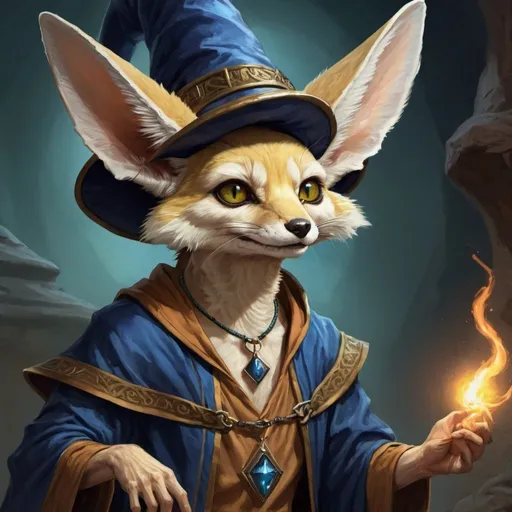 Prompt: humanoid lizard fennec beetle dressed as a sorcerer from Dungeons and Deagons, Chris Rahn, fantasy art, epic fantasy character art, a character portrait