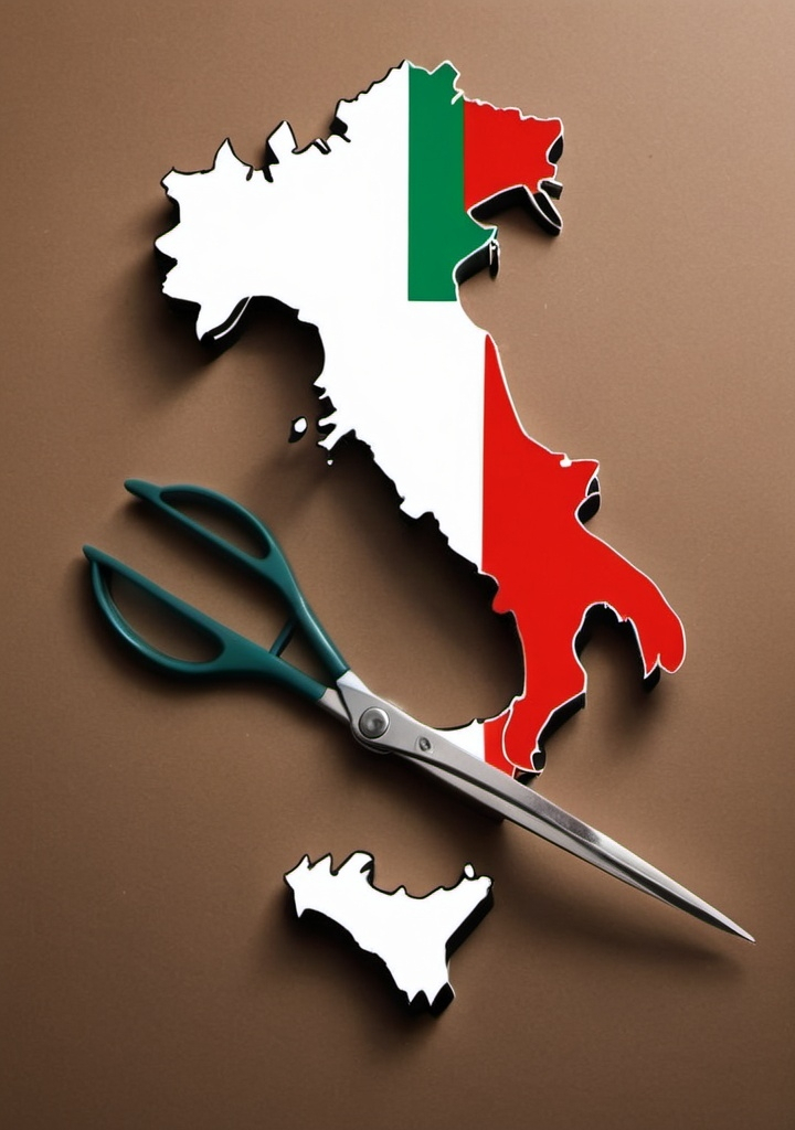 Prompt: Italy cut in half with a scissor