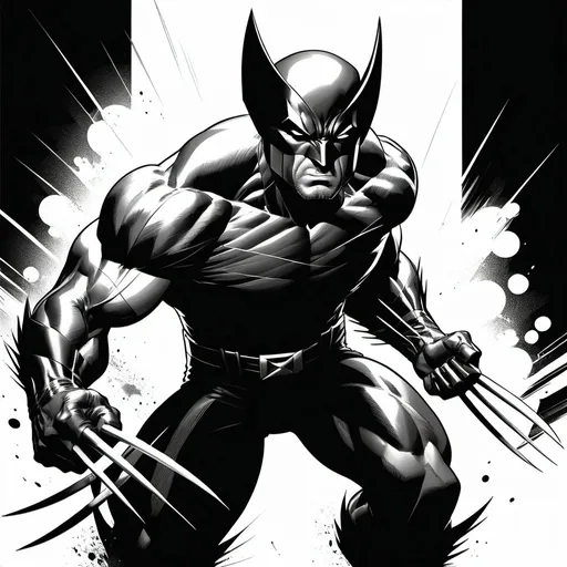 Prompt: Wolverine, but in comic line form only, no color 