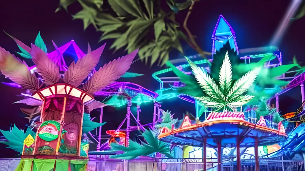 Prompt: Marijuana leaf amusement park