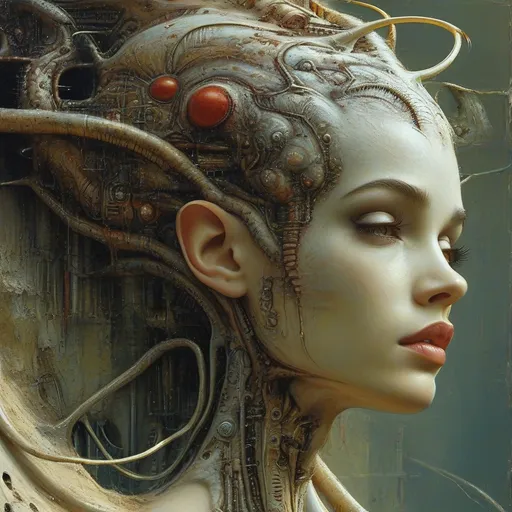 Prompt: dreaming women,giger style