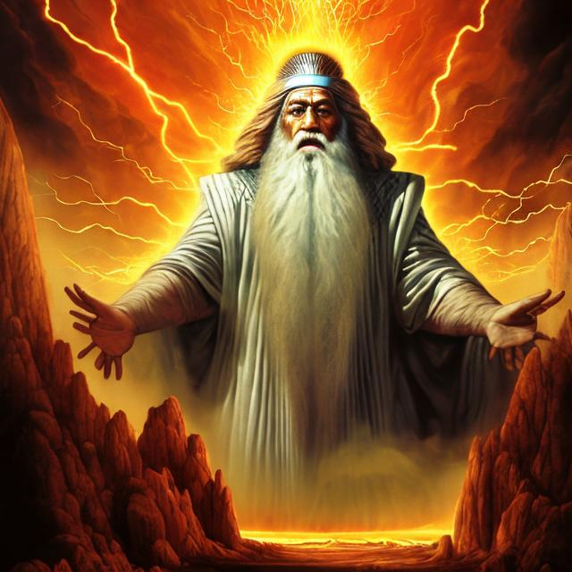 Prompt: a stunningly realistic and high-definition image depicting the pivotal moment of Moses descending Mount Sinai, carrying the Ten Commandments as described in the Catholic Bible. Envision Moses with an aura of divine radiance, surrounded by the symbolic elements of lightning, fire, and pillars of smoke, emphasizing the sacred nature of the event. Capture the intricate details of Moses's expression, portraying a mix of reverence and solemnity. Pay careful attention to historical accuracy and adhere to the visual representations found in traditional Catholic iconography. Use advanced AI techniques to render the scene with lifelike textures, lighting, and shadows, creating a masterpiece that not only reflects the biblical narrative but also evokes a deep sense of spiritual significance.