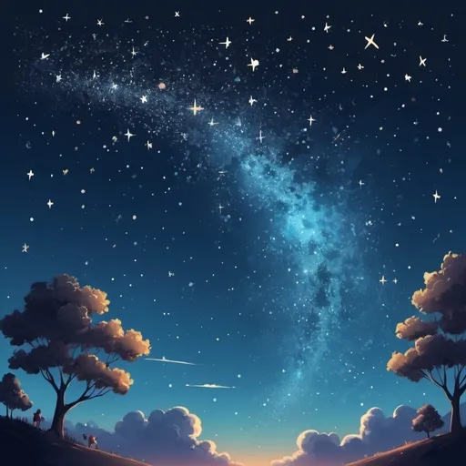 Prompt: Sky with stars for kids 7 years