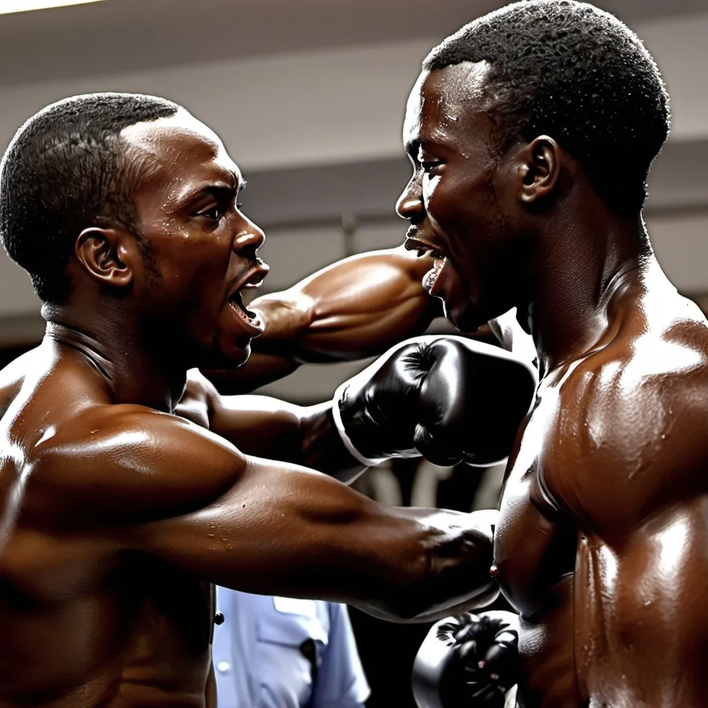 2 black men oiled up fighting each other