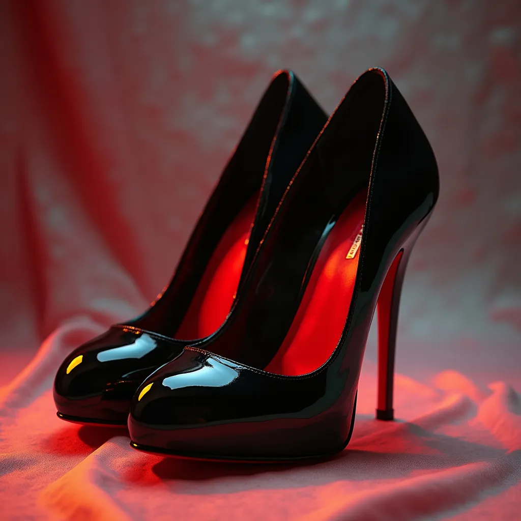 Prompt: black high heels with red bottoms  in Disney style
