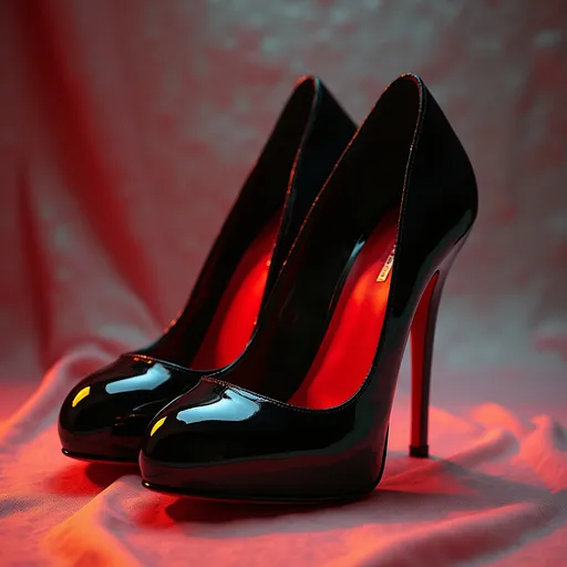 Prompt: black high heels with red bottoms  in Disney style
