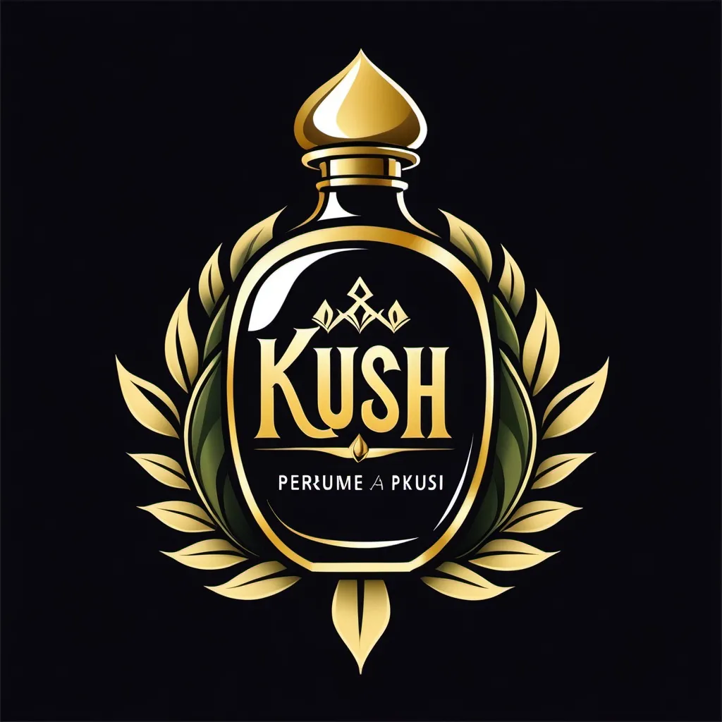 Prompt: "Kush Perfume" a logo for company that sells perfumes and aromatic oil, kingdom of kush, sudan, revolution