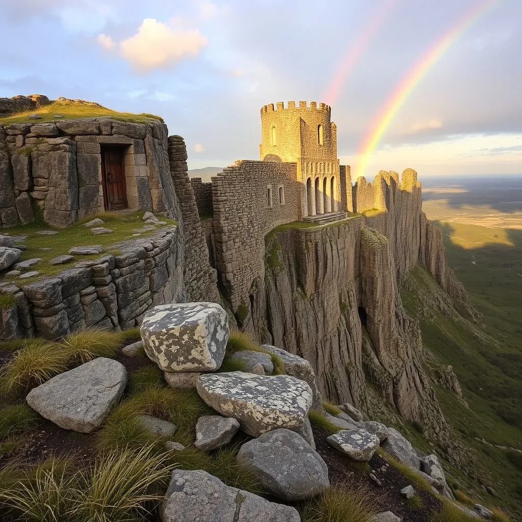 Prompt: Look at my flesh and bone
Now, look, look, look, look,
Look at his tower of stone
I see a rainbow rising
Look there, on the horizon