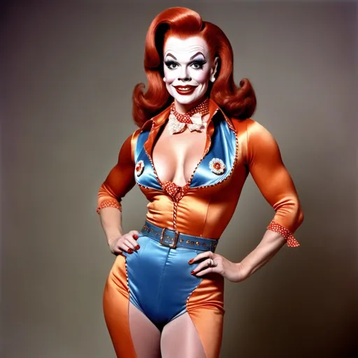 Prompt: If Howdy Doody was a gorgeous drag queen (full length photo) with long muscular legs