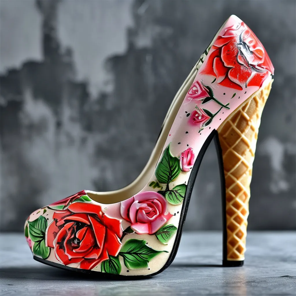 Prompt: 8 inch stiletto ice cream high heel shoes. 