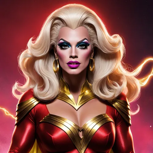 Prompt: Gorgeous drag queen (DC Superhero Shazam)