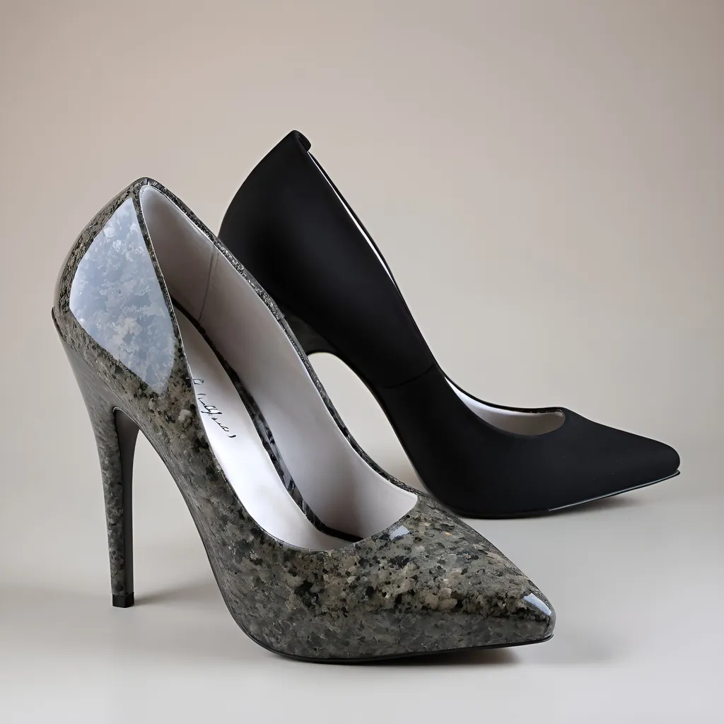 Prompt: 8 inch stiletto granite high heel shoes. 