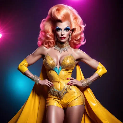 Prompt: If bat simpson was a gorgeous supermodel drag queen (full length photo) with long muscular legs