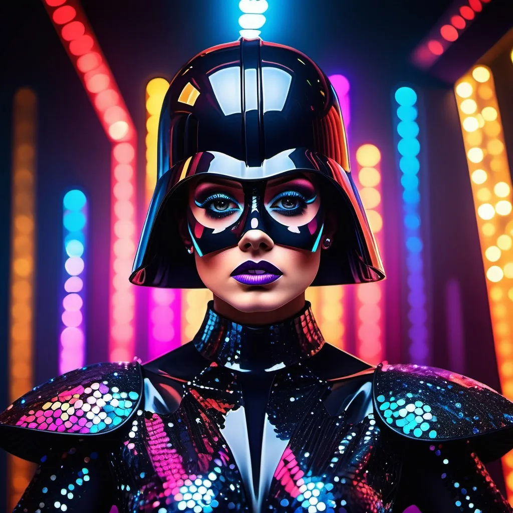 Prompt: What if Darth Vader was a gorgeous drag queen?