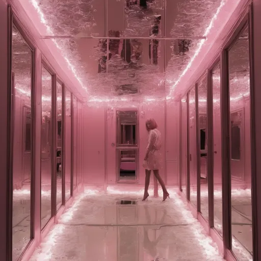 Prompt: Mirrors on the ceiling, the pink champagne on ice
And she said, "We are all just prisoners here of our own device"