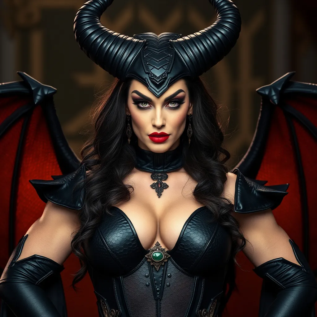 Prompt: gorgeous ultra-muscular 25-year-old Swedish drag queen bodybuilder dressed as  maleficent.