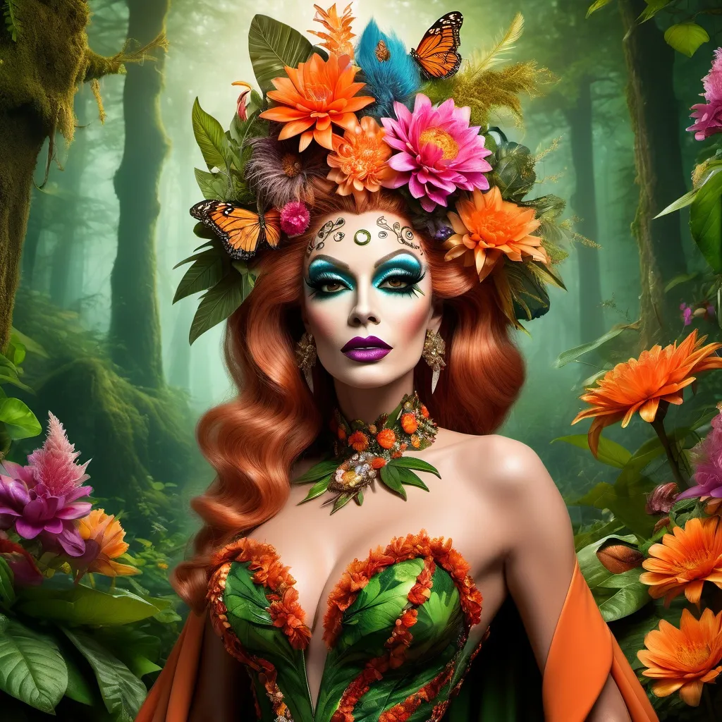 Prompt: A high definition hyper-detail live action digital photograph of a Drag queen Mother Nature