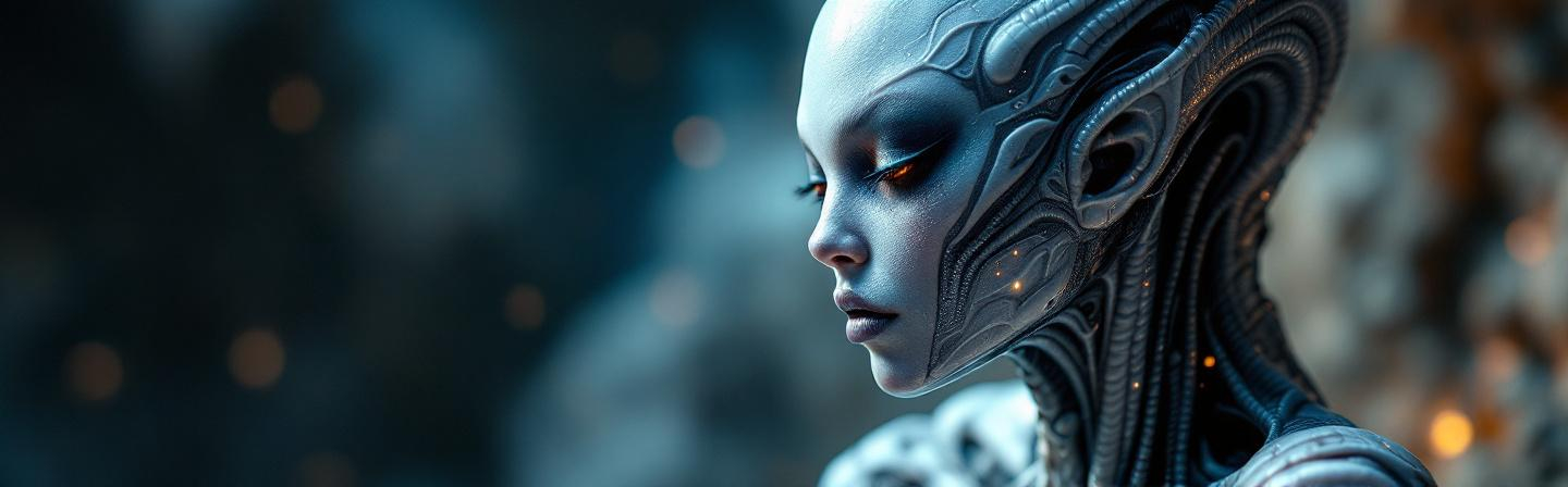 Prompt: Alien Compressed telluric drag queen cosmos alien creature martian humanoid alien, alien perfect profile portrait, alien skin, elf ears, fantasy, fictional white tribal tattoos face and body and neck, daft punk, profile, hot, beauty, passional, i can't believe how beautiful this is, divine, orc, goblin, fairy, gorgeous, cute, sci - fi, by Salvador Dali and Hajime Soroyama and HR Giger, 1980's art, style hyperrealistic ferrania p30, NVIDIA Iray render, ultra high definition, artstation, Smooth, sharp focus, Photorealism, Photography, Realistic Detail, Depth of field, 8k, Full HD, 3d, Super resolution, octane render, Long exposure, unreal engine, HD+ use text